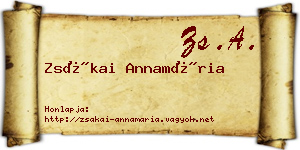 Zsákai Annamária névjegykártya